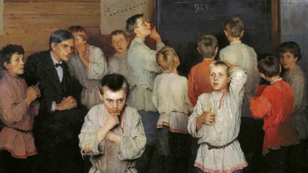 Картина Н.П. Богданова-Бельского «Устный счёт. В народной школе С. А. Рачинского»