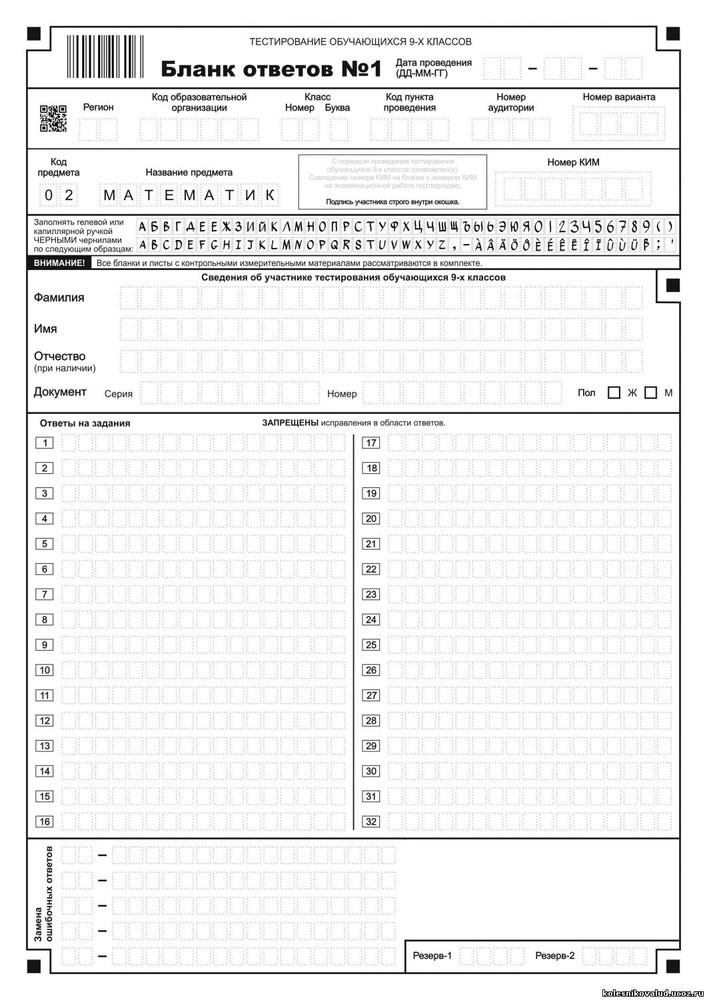 Как заполнять бланк ОГЭ по математике